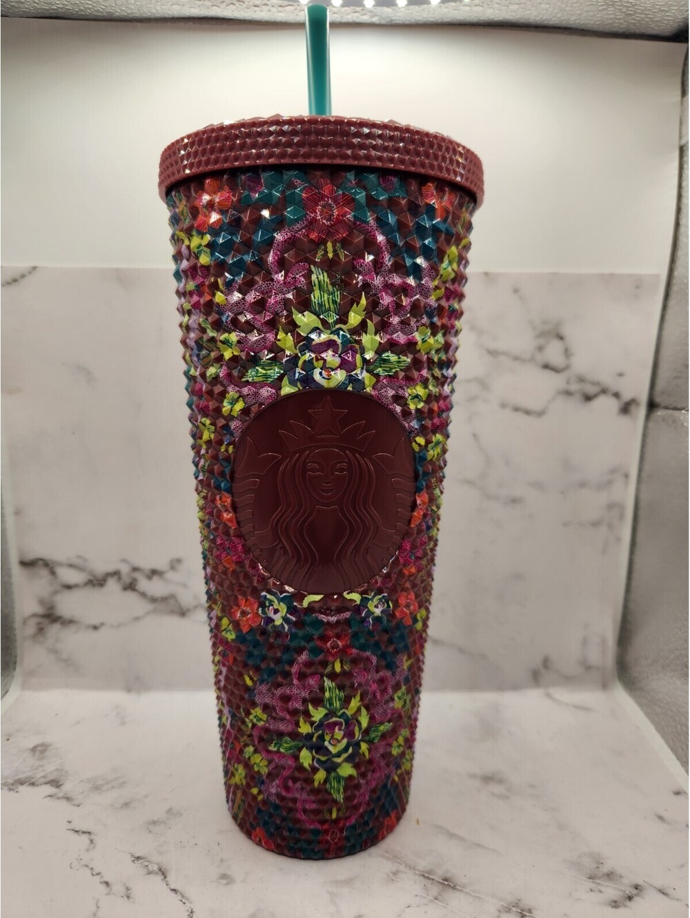 🔥Starbucks Floral Bling 24oz Venti Cold Cup Tumbler Multi-Color🔥